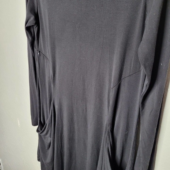 Betabrand Sweatshirt Travel Dress XS Black Long Sleeve Draped Pockets Stretch - Picture 3 of 6